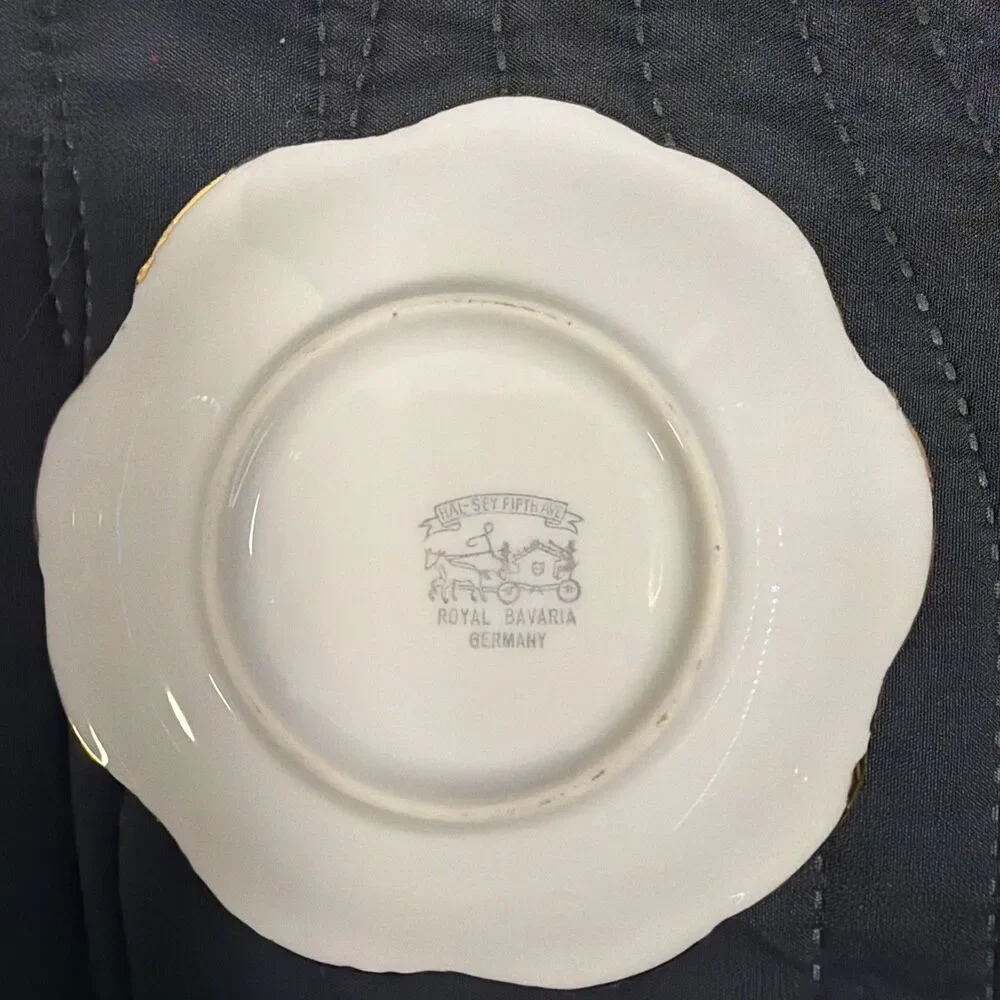 Royal Bavaria Germany Fruit Motif Gold Trim Scalloped Porcelain Dish 5
